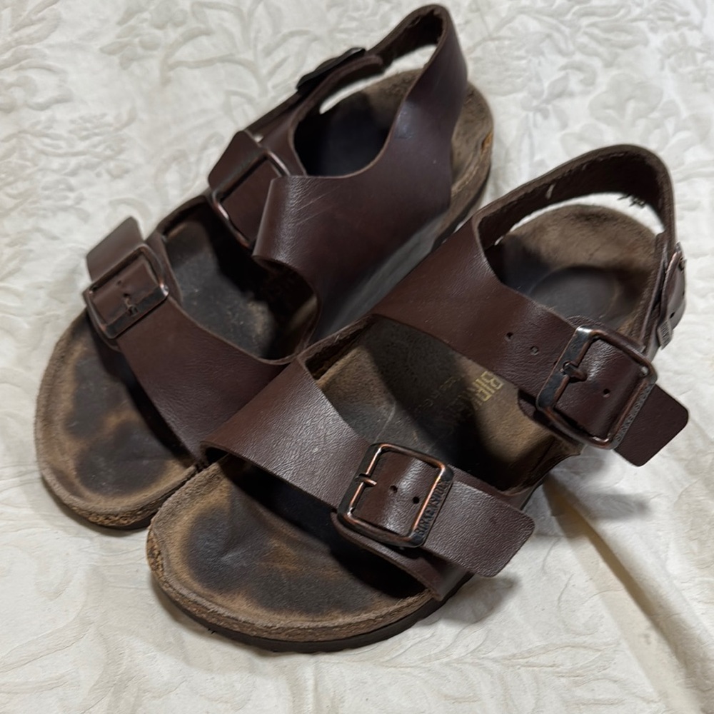 Birkenstock Brown Leather Two-Strap Sandals